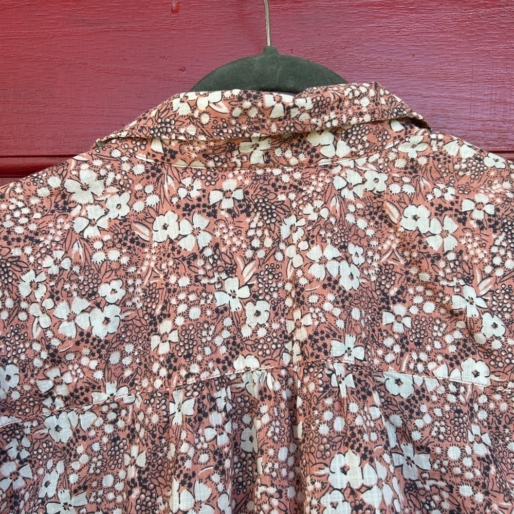 PILCRO Anthropologie Sasha Smocked boho floral Button Down Top M Cottagecore - Picture 11 of 14